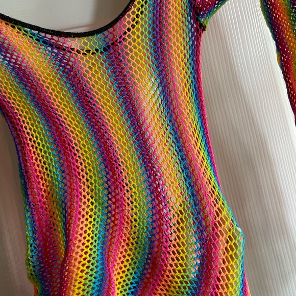 Rainbow mesh Rave top - Picture 3 of 4